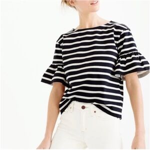 J. Crew Navy and White Striped Blouse